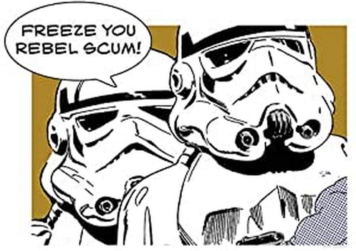 Komar Wall Picture | Star Wars Classic Comic Quote Stormtrooper | Children's Room Decoration Art Print | No Frame | WB120-40x30 | Size: 40 x 30 cm (Width x Height)