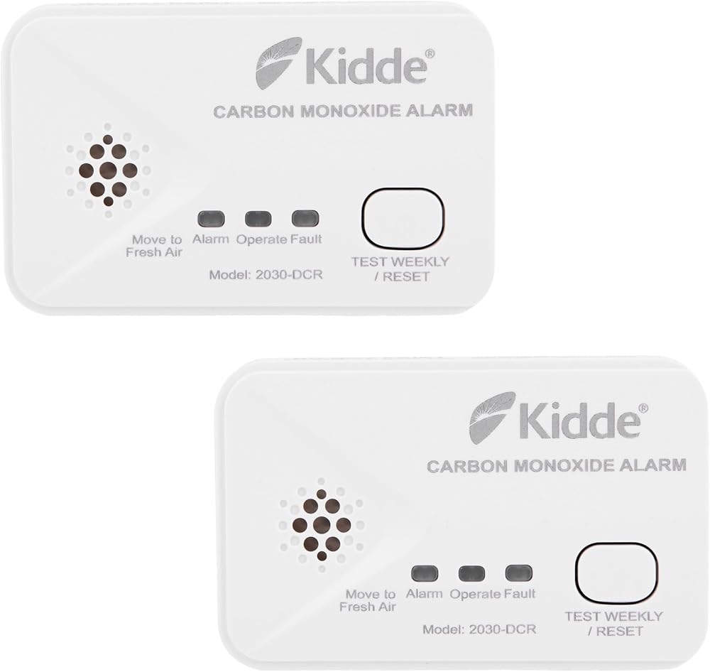 Kidde 2030-DCR Compact 10 Year CO Alarm with AA Batteries 2 Pack