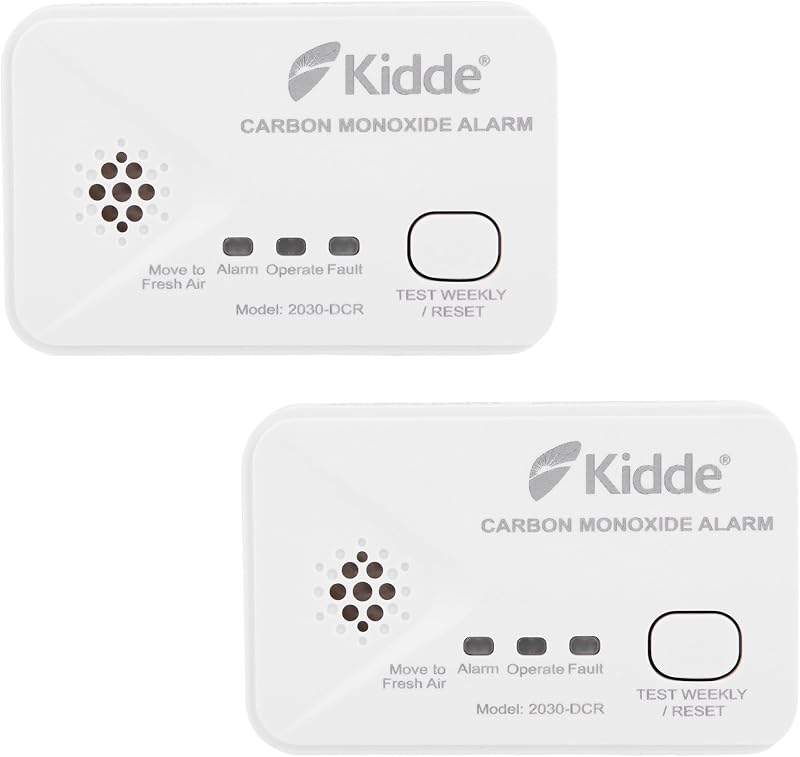 Kidde 2030-DCR Compact 10 Year CO Alarm with AA Batteries 2 Pack