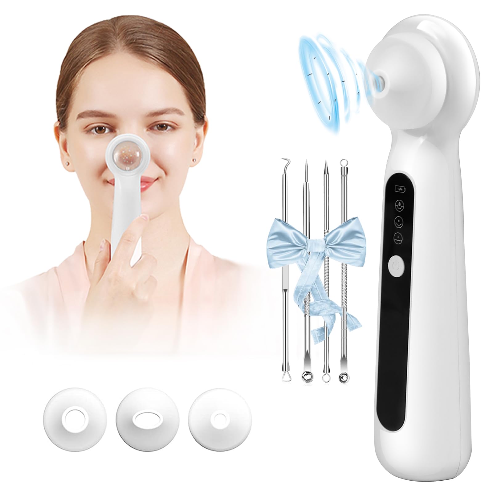 Blackhead Remover with Magnifier, Visible Vacuum Facial Pore Cleanser Sucker Acne Remover 3 Speed & 3 Suction Tips, USB Rechargeable Whitehead Remover with Refill Light for Face Cleaner Skin Scrubber