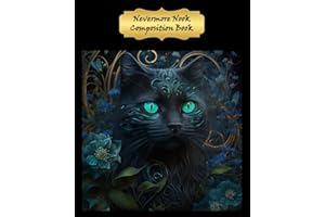 Nevermore Nook Composition Book: Magical Black Cat | Fantasy Forest Feline Illustration Notebook