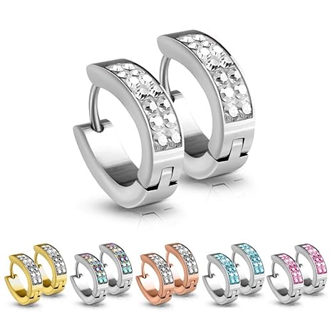 Treuheld® | CREOLEN mit funkelnden KRISTALLEN (Silber, Rosegold, Gold, Pink, Klar, Blau, Crystal Transparent) - Edelstahl - D