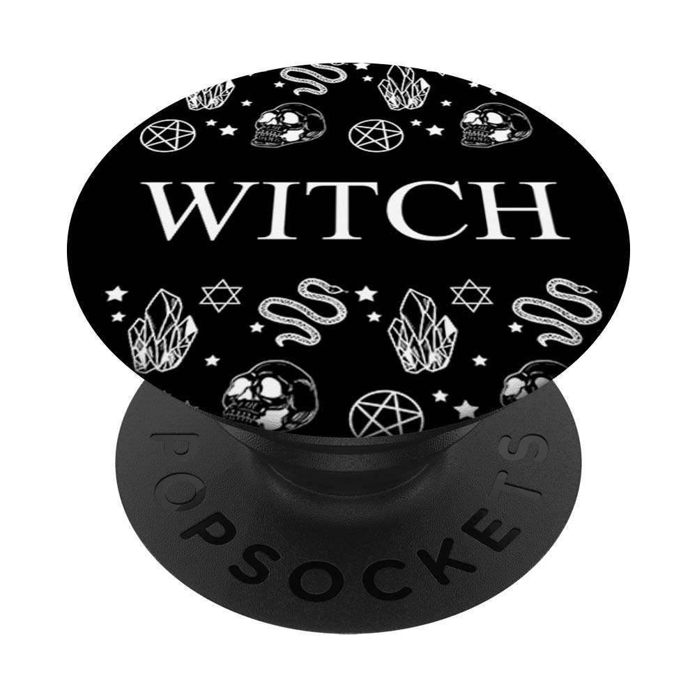 Witch Devilish Icon Pattern Retro Dark Signs Goth Lover Gift PopSockets PopGrip: Swappable Grip for Phones & Tablets