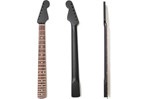 YUEMIYA Premium Maple Guitar Neck for Fender Stratocaster-Style Guitars – Rosewood Fingerboard, 22 Polished Frets, 14-Inch Radius, Matte Black Finish