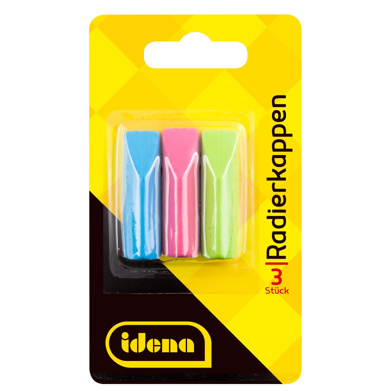 Idena 522227 Rubber Caps for Standard Pencils Orange/Turquoise/Pink
