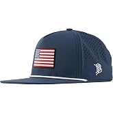 Branded Bills Old Glory Flat 5 Panel Rope Hat for Men | Raised PVC rubber patch, moisture-wicking sweatband, breathable perforated side panels, water-resistant shell