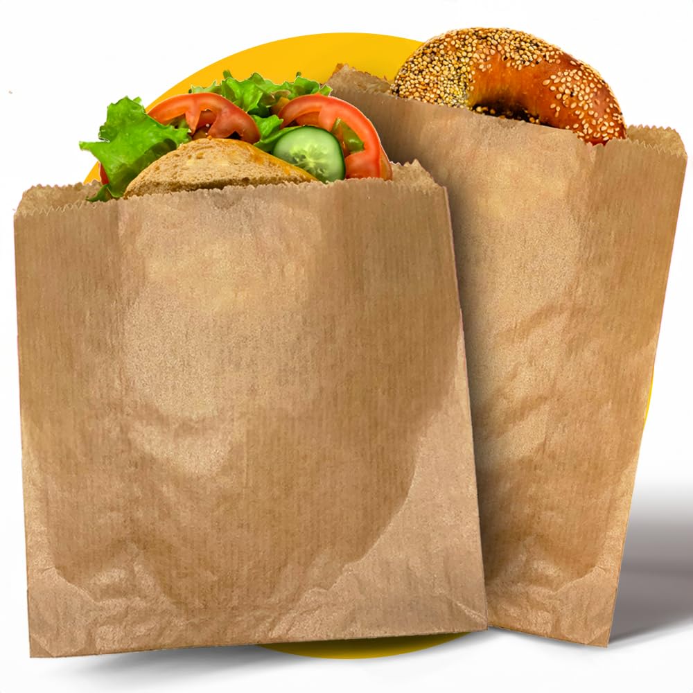 Simplelifeco UK 100 Light, Reinforced Paper Sandwich Bags (13 x 14”) Brown Paper Food Bags for Lunch & Snacks