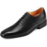 CHAMARIPA Men's Oxfords Elevator Shoes Invisible Height Increasing Shoes | 2.76/3.15 Inches Taller Lace-up Oxfords with Patent Leather Breathable Calfskin Integrated Elevator Insole Business Wedding