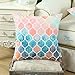 CaliTime Throw Pillow Covers Pack of 2 Cozy Colorful Geometric Trellis Chain Accents Manual Hand Painted Decorative Cushion Cases for Couch Bed Sofa Farmhouse 20 X 20 Inches Main Peach Teal Orange