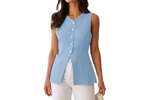 BNOOUIL Summer Blazer Suit Vest for Women Business Casual Sleeveless Button Down V Neck Tops Trendy 2025 Waistcoat