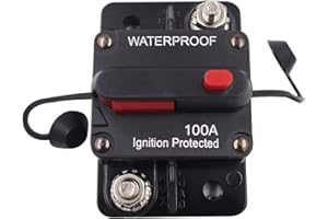 JACAWEEN 100 Amp Circuit Breaker,Waterproof,with Manual Reset,12V-48V DC, for Car Marine Trolling Motors Boat ATV Manual Power Protect and Automotive Marine Boat Audio System Protection