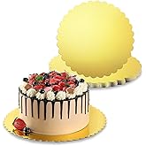 RAMFIYN 10 Pack 10 Inch Cake Boards Gold Cardboard for Birthday Wedding Party Decorating Round Base Stand for Dessert Pastries Disposable Grease Proof Plates for Cake DIY