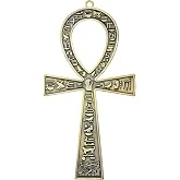 NileCart 7 in. Large Metal Egyptian ANKH Cross, Antique Brass Tone | Made in Egypt, Ancient Egyptian Hieroglyphic Symbols on Both Sides