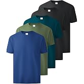 Little Beauty 5 Pack Men's T-Shirts Crew Neck Short Sleeve Cotton Tee Casual Summer Tops