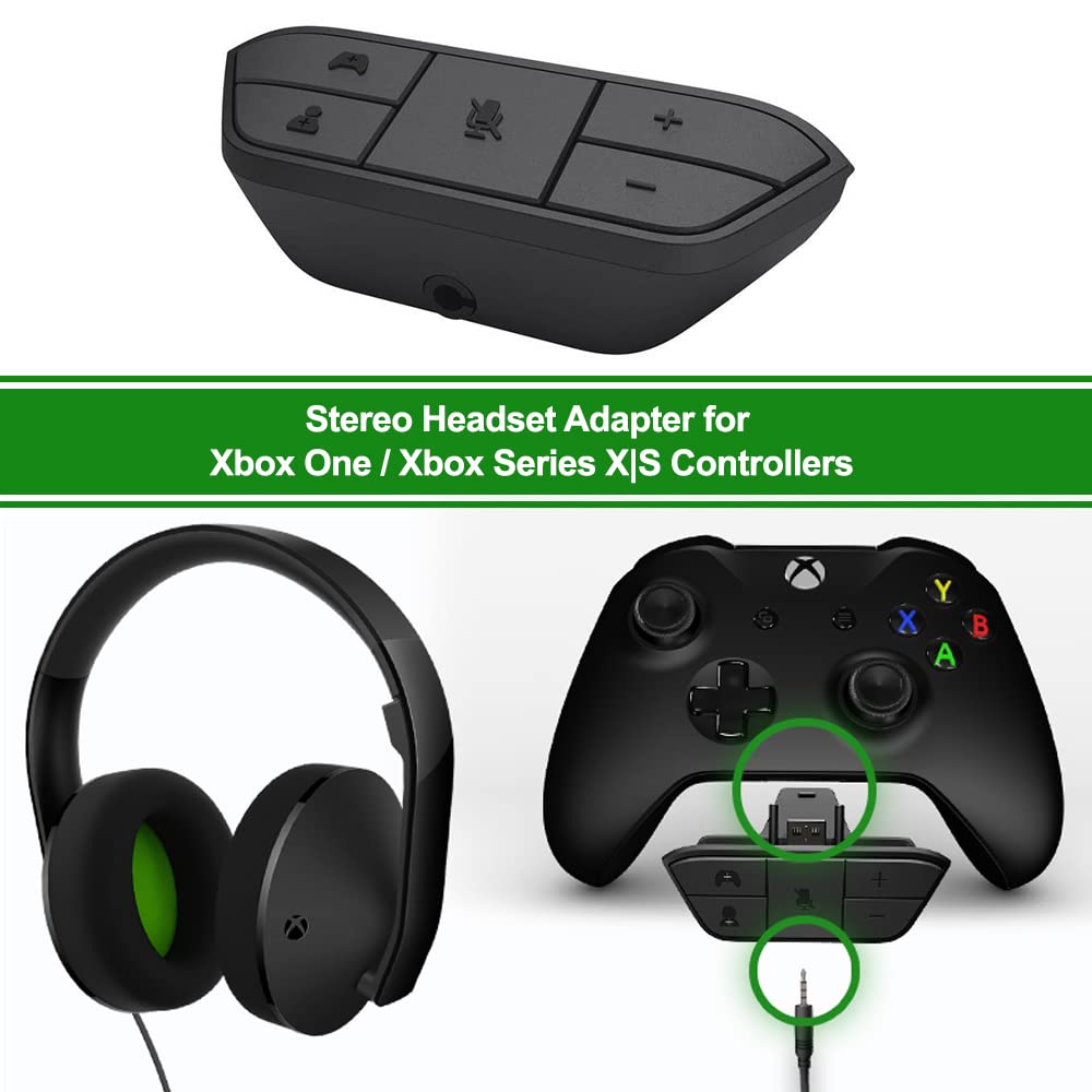 Stereo Headset Adapter for Xbox One/One S/Elite 1&2/for Xbox Series X|S Controllers, Mic Headphone Adapter for Xbox One Controller, Audio Kit for Xbox Series S|X X One