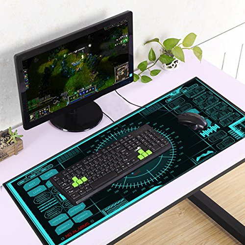 Goldwheat Neoprene Mouse Pad Large Gaming Mouse Pad Mat Extended Office Desk Keyboard Mat with Non-Slip Rubber Base Stitched Edge-35.4"x 15.7"