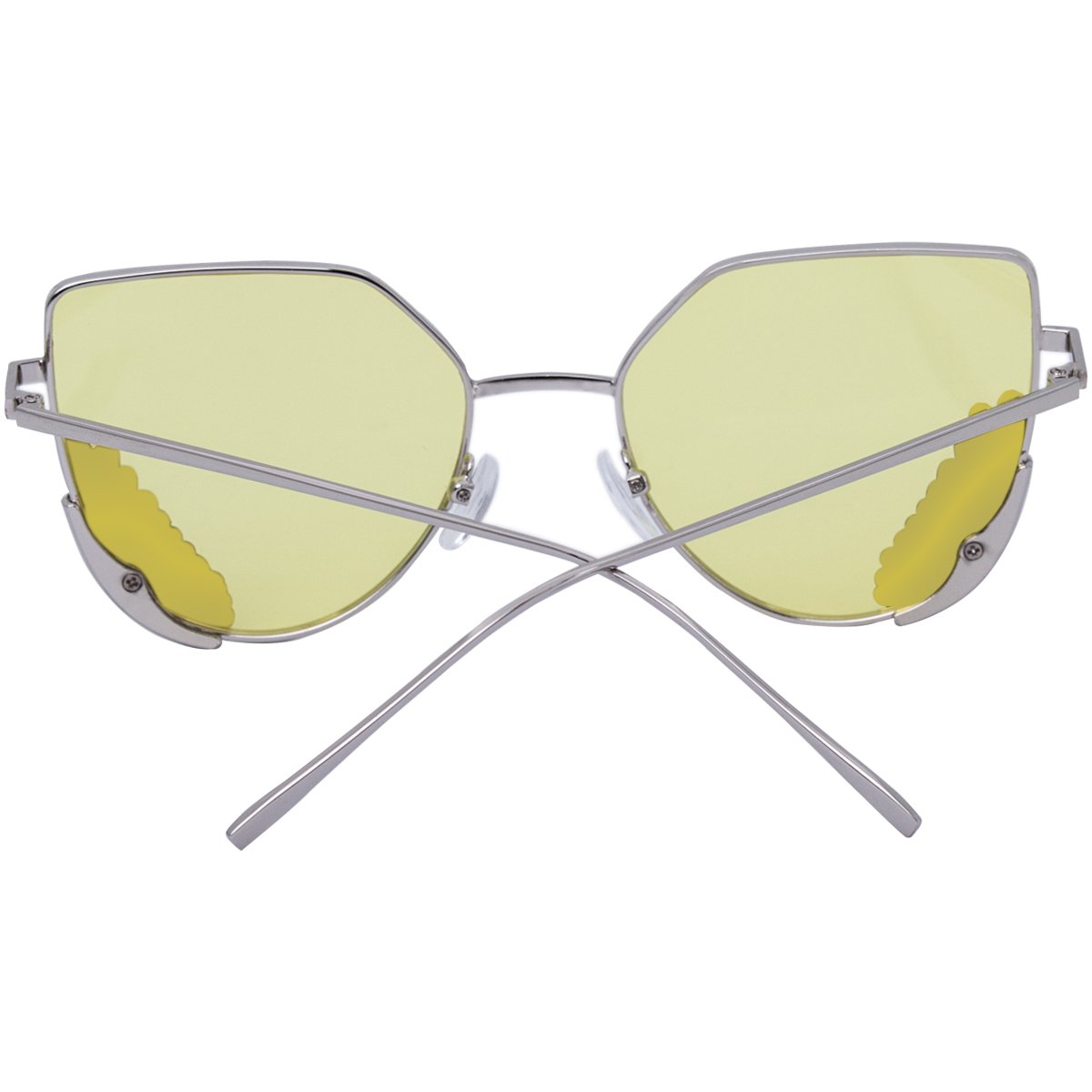 WISH CLUB Women Cat Eye Sunglasses Fashion Designer Transparent UV 400 Stylish Modern Party Glasses (Light Yellow)