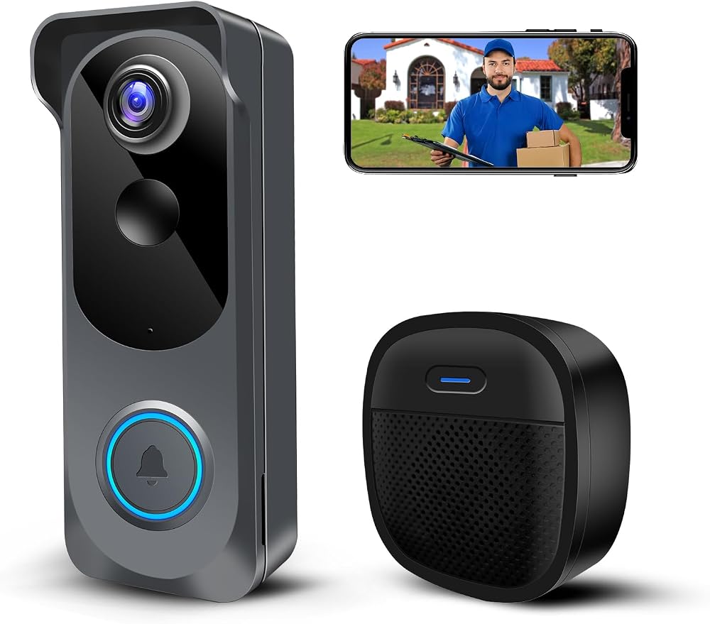 KAMEP Wireless Video Doorbell 1080P Camera Chime Night Vision IP66 Battery