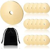 ElaraBerry 15 Pcs Solid Brass Cabinet Knobs Back Plates, 1.25" Diameter | Rounded Ring Drawer Pulls Backplates, Cabinet Hardware Brushed Brass Finish