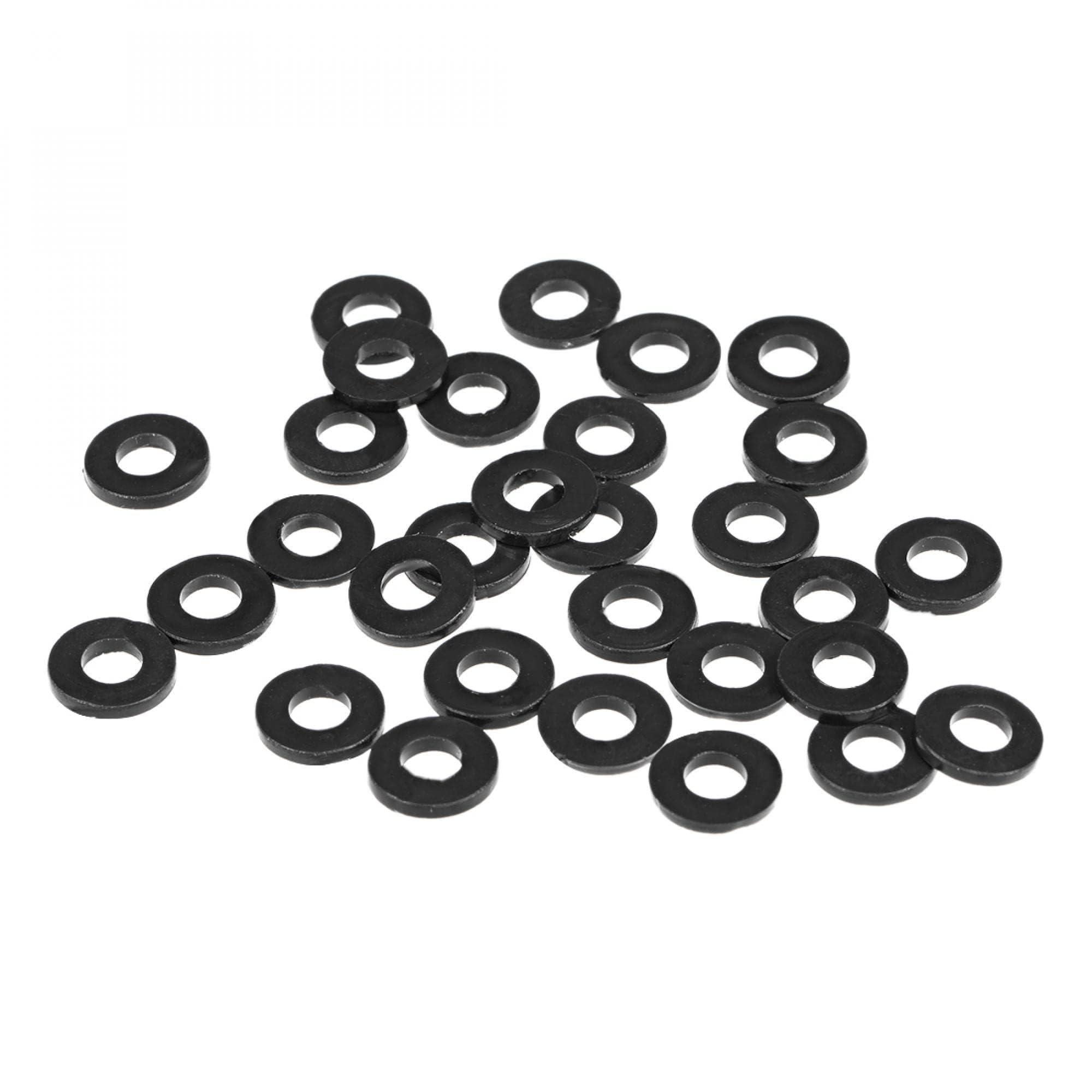 TOP-VIGOR 30Pcs Rubber Flat Washers, 9mm OD 4mm ID 1.2mm Thickness Heavy Duty Black Rubber Grommet Vibration Damping Pads Sealing Gasket Washers for Faucet Pipe Water Hose Fastener Bolt