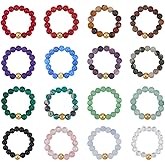 ANATTASOUL 16 PCS Crystal Beaded Rings for Women Natural Faceted Gemstone Rings Set Gemstone Bead Stackable Rings Colorful for Cocktail Beaded Simple Crystal Glass Ring for Wedding New Year Gifts