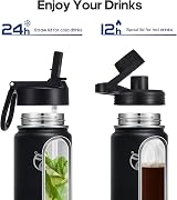 HydroPal Vacuum Insulated Water Bottle 1200ml 2 Lids Straw Spout BPA Free view 3