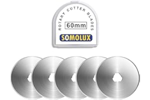 SOMOLUX 60mm Rotary Blades 5 Pack Fits OLFA,Fiskars,Truecut,DAFA Cutter Replacement, Quilting Scrapbooking Sewing Arts Crafts,Sharp and Durable