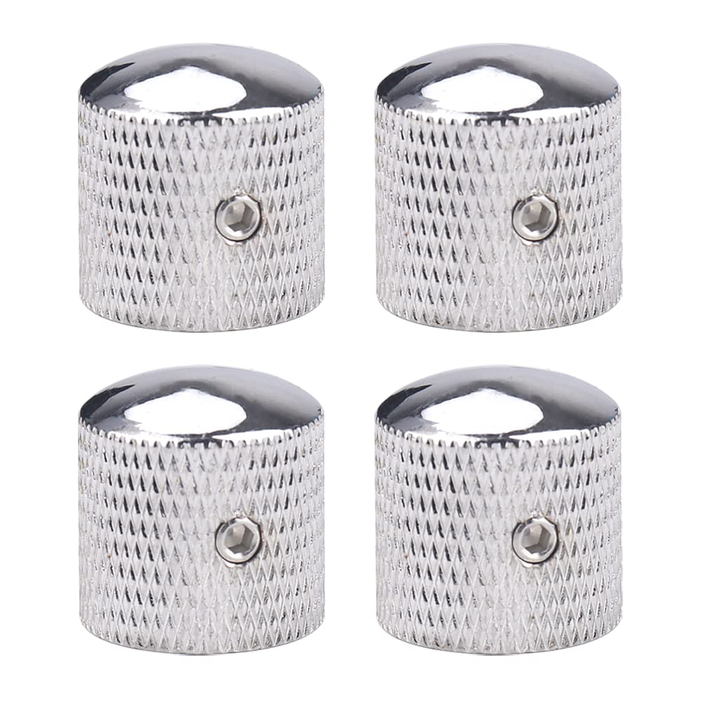 Photo 1 of XIYANGJUAN 4Pcs Metal Guitar Knobs Chrome Volume Tone Control Knobs Silver Dome Knobs with with Allen Keys for Fender Telecaster Gibson Les Paul Electric Guitar Bass Accessories
