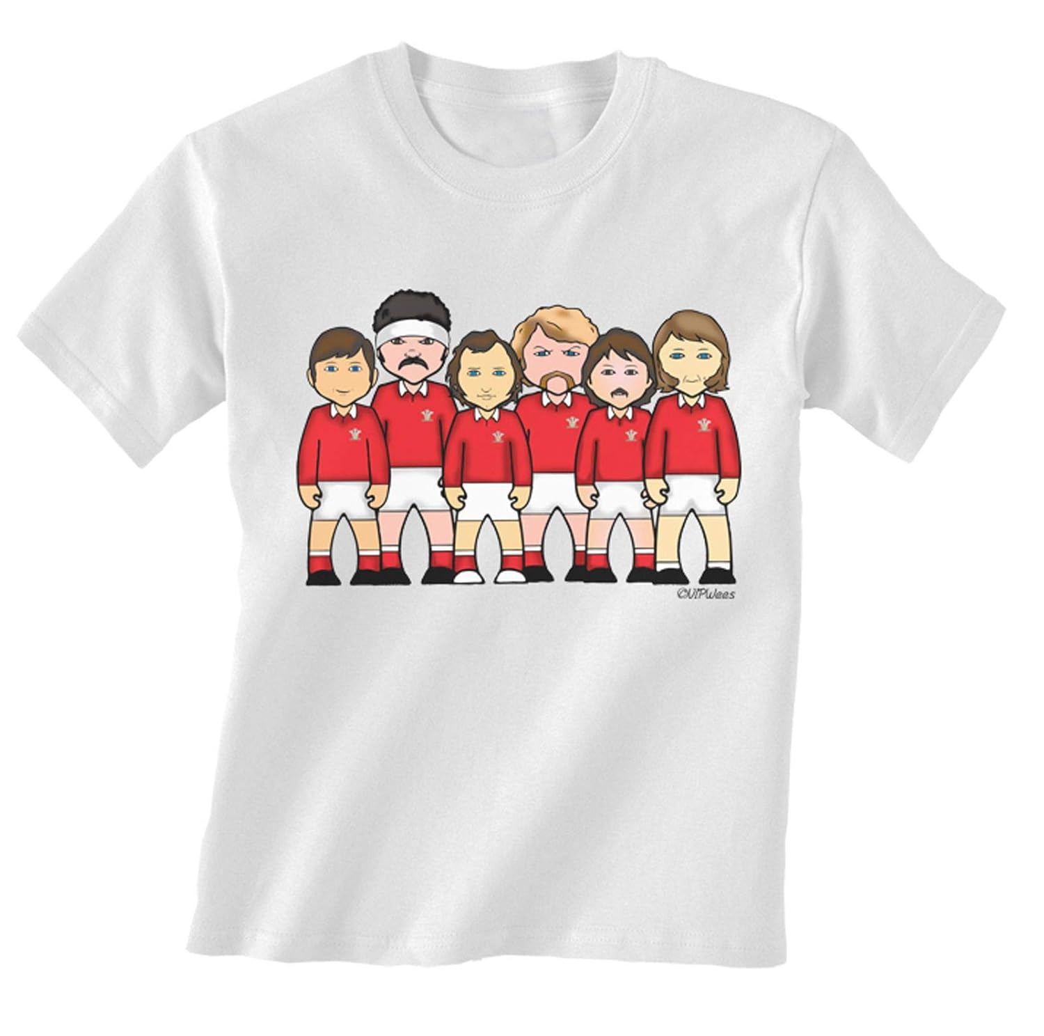 Vipwees Ladies Welsh Rugby Legends Caricature T Shirt Football T