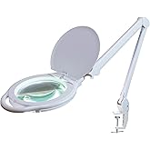 Neatfi Elite XL HD Super LED Magnifying Lamp, 3 Diopter with 12 Diopter, Dimmable, 3 Light Modes (3000K/4000K/6500K), Glare-Free, Adjustable Arm (White, Glass Lens with Cover)