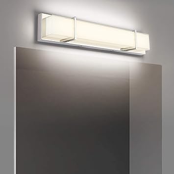 7degobii barra de luz led para bano 24 0 in con espejo de cristal 18 w color cromado