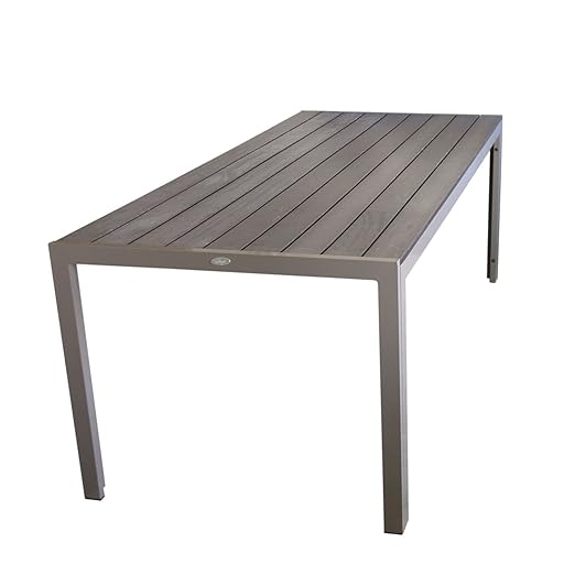 Multistore 2002 Aluminium Gartentisch Esszimmertisch Esstisch Küchentisch mit Polywood Non Wood Tischplatte 205x90cm Champagn