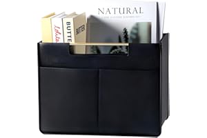 Craftmastudio Leather Magazine Holder Foldable with Handles，Stable Magazine Rack Floor，Magazine Basket File Holder Storage，Do