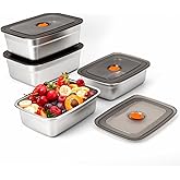 fecoqi 4 PCS(67oz+33oz) Stainless Steel Food Storage Containers With Lids Leak Proof & Airtight | Stainless steel freezer Containers,Airtight Bento Lunch Box,For Meal Prep,Fruit,Snack,Freezer