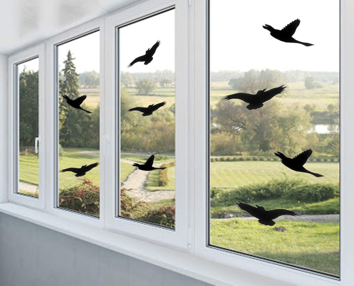 Anti-Collision Window Alert Bird Stickers Glass Door Protection Save Birds Window Decals - Set of 10 Silhouettes