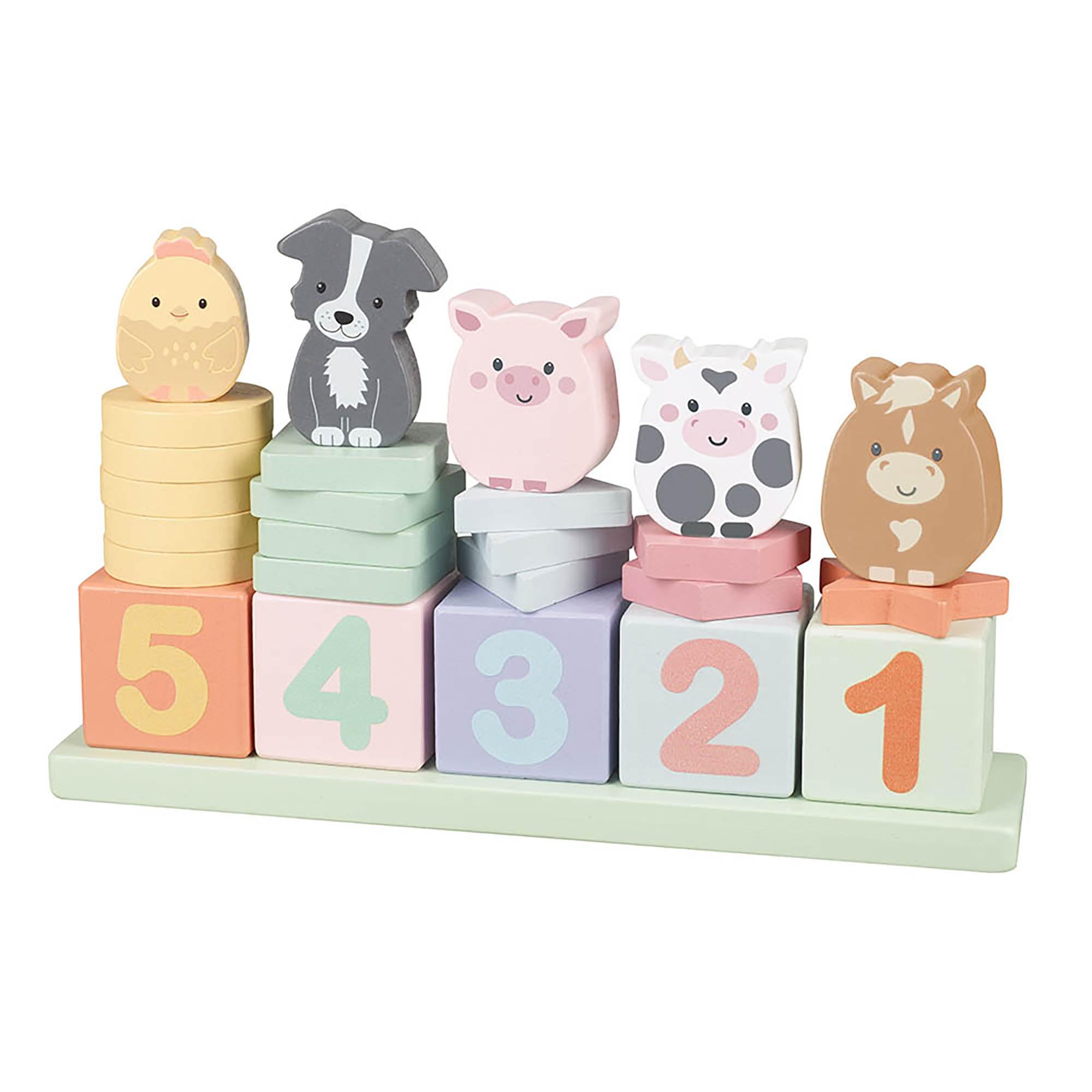 Orange Tree Toys Farm Animals Counting Stacking Toy - Wooden Stacking Toys for 1 Year Olds, Animal Stacking Rings - Educational Montessori Toddler Toys, Early Development & Activity Wooden Toys