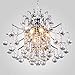DINGGU Modern 6 Lights Chrome Finish Crystal Chandeliers Flush Mounted Pendant Ceiling Light for Dining Room