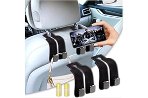 VIDONIO Upgrade 2 Pack Car Hooks for Headrest,Car Seat Back Storage Hook for Headrest Holder Double Headrest Hooks for Purses & Bags,Hidden Multifunctional Car Hooks Suede,Car Organization Accessories-Black