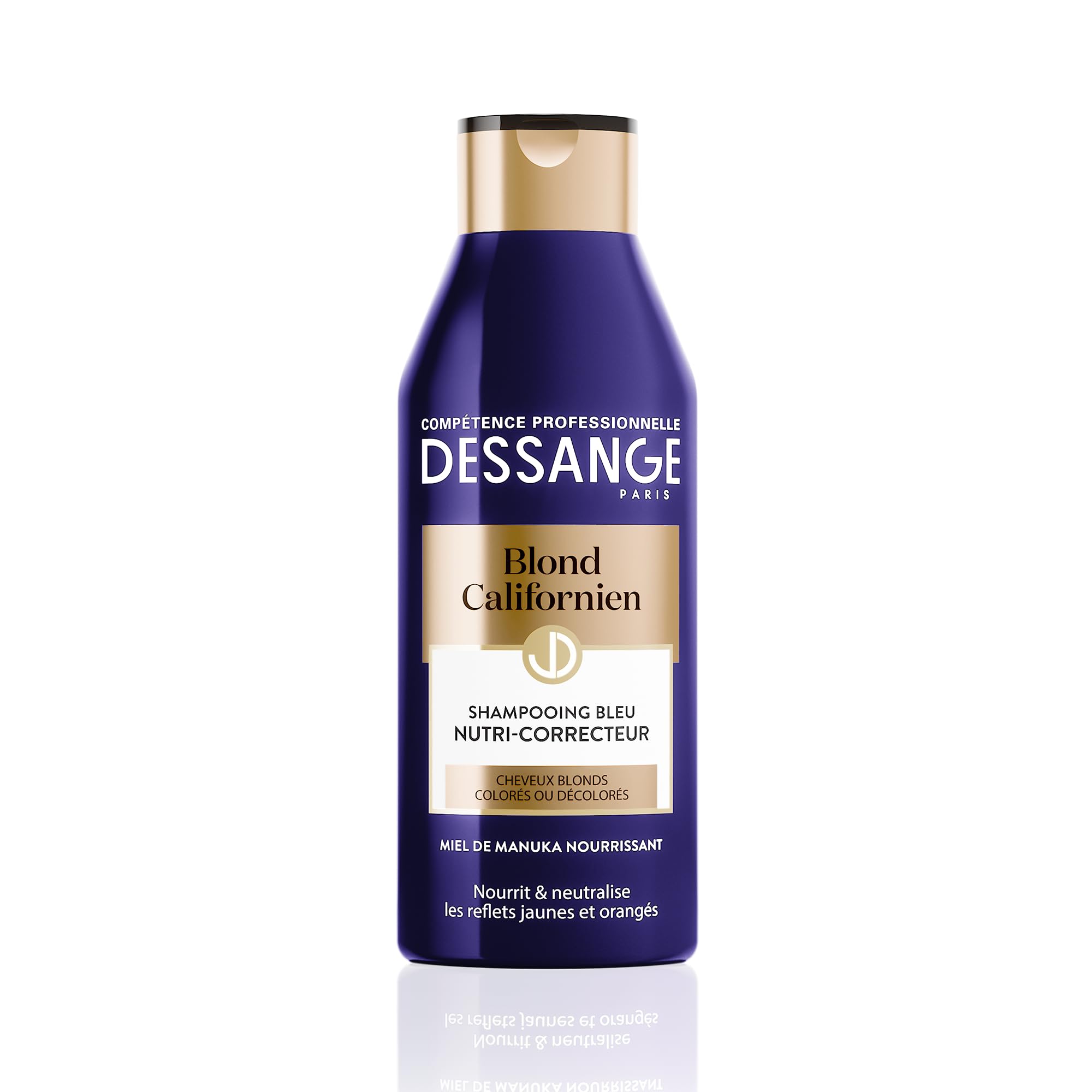 Dessange - Shampooing Bleu Nutri-Correcteur - Pour Cheveux Blonds Colorés ou Décolorés - Blond Californien - 250 ml