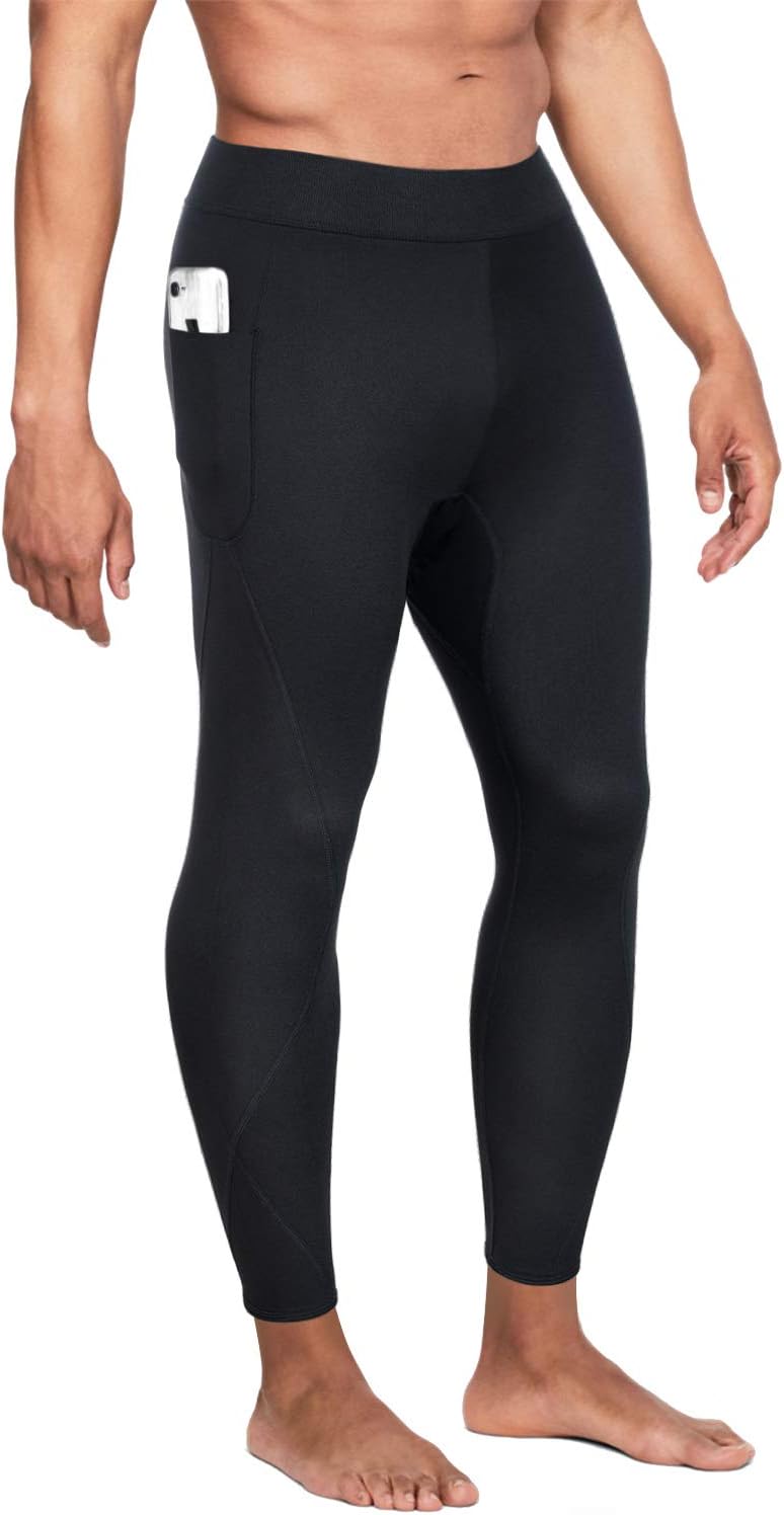 Wonderience Men Hot Neoprene Sauna Sweat Pants Slimming Body Shaper for Weight Loss Hot Thermo Leggings Workout Pants