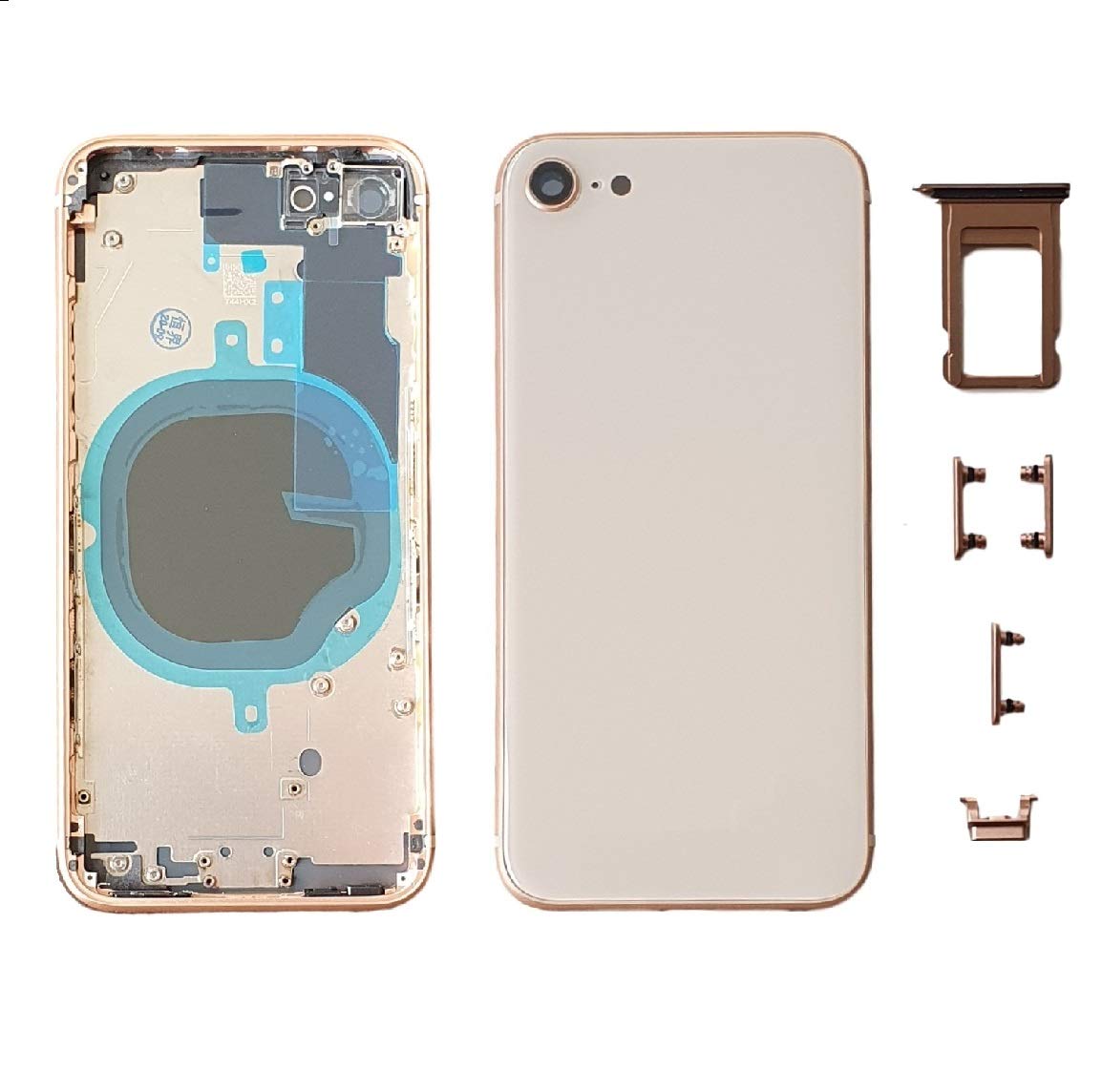 Smartex® Back cover Housing + Frame compatibile with iPhone 8 | Rear Shell NO LOGO, NO PRE-INSTALLED COMPONENTS (Gold) — image 1