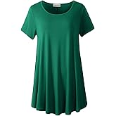 LARACE Plus Size Tops for Women Short Sleeve Shirts Casual Summer Clothes Round Neck Tunics for Leggings