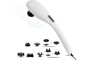 MEGAWISE Handheld Back Massager | Deep Tissue Percussion Relief for Back, Neck, Shoulders, Waist Legs, Full Body for Improved Blood Circulation and Fatigue Relief (Pearl White 6Ft Corded)