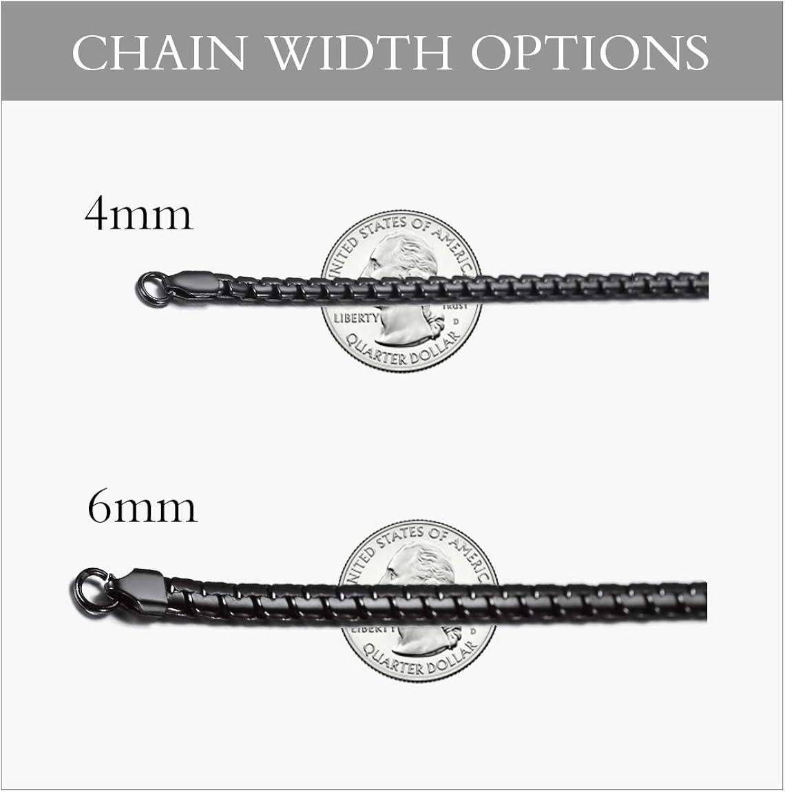 Thick Chain 22inch Black Necklace for Men Stainless Steel Hip Hop Jewelry Gift | 