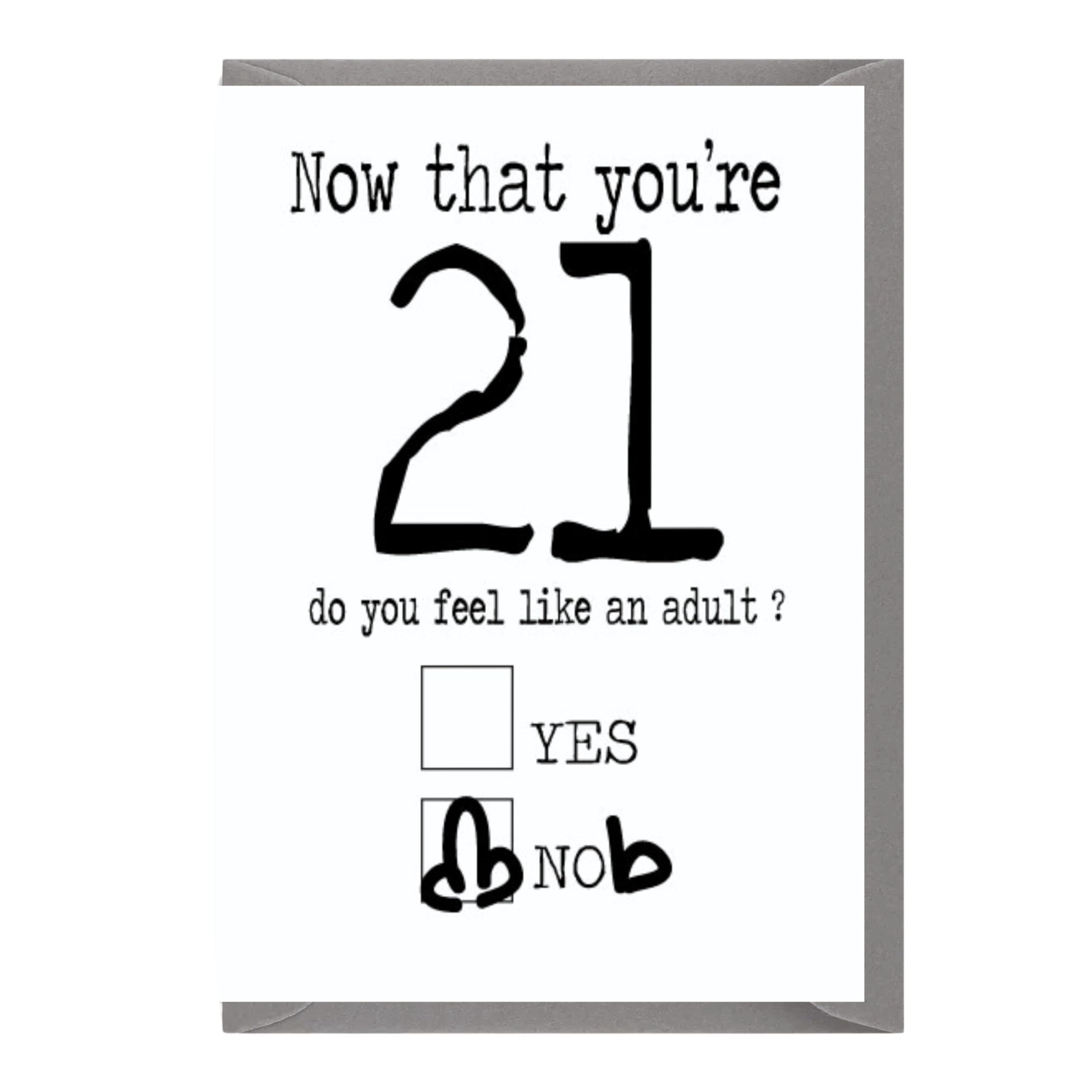 Funny 21st Birthday Card For Him Or Her Adulting Joke Milestone Twenty One - C65
