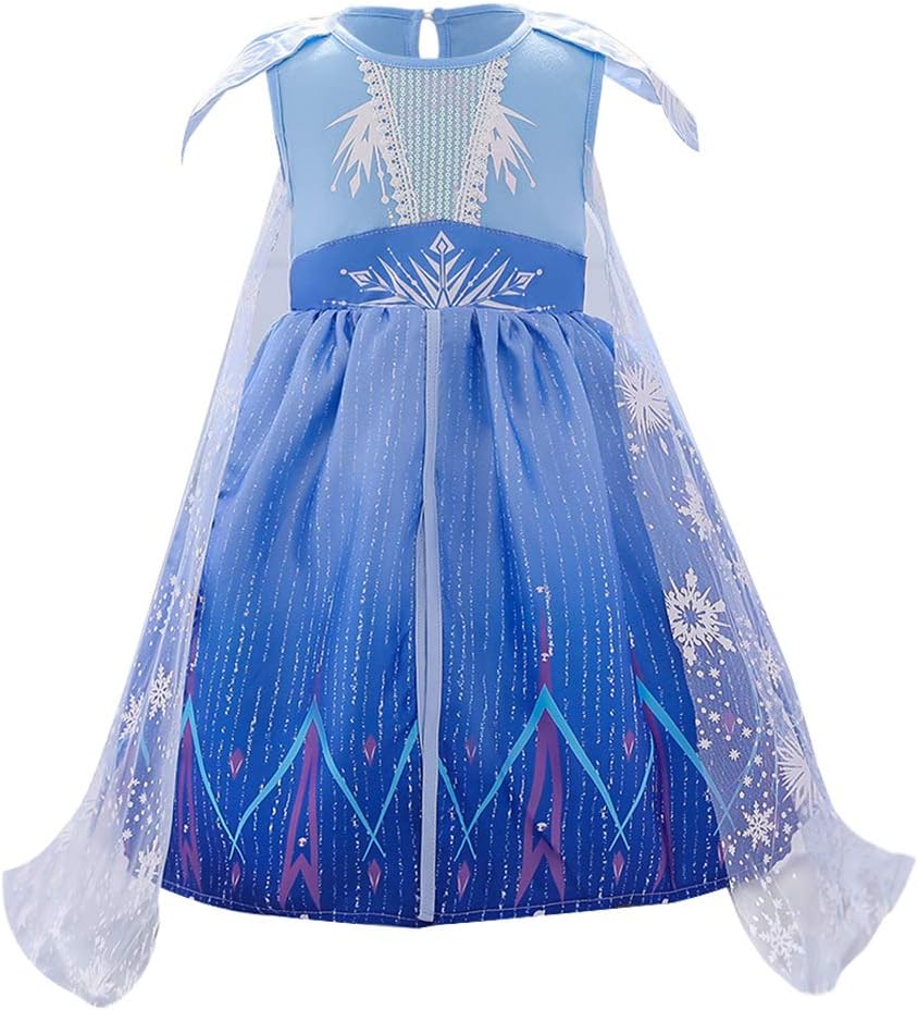 FYMNSI Infant Baby Girl Elsa Costume Ice Snow Queen Halloween Party Fancy Dress Up Carnival Cosplay First Birthday Outfit Photo Props for 6 Months - 4 Years