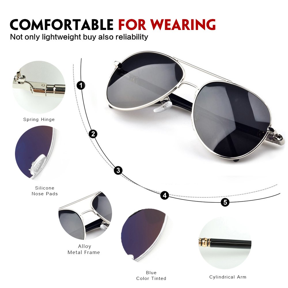 IALUKU Classic Aviator Polarized Sunglasses For Women Men Pilot Coating Lens