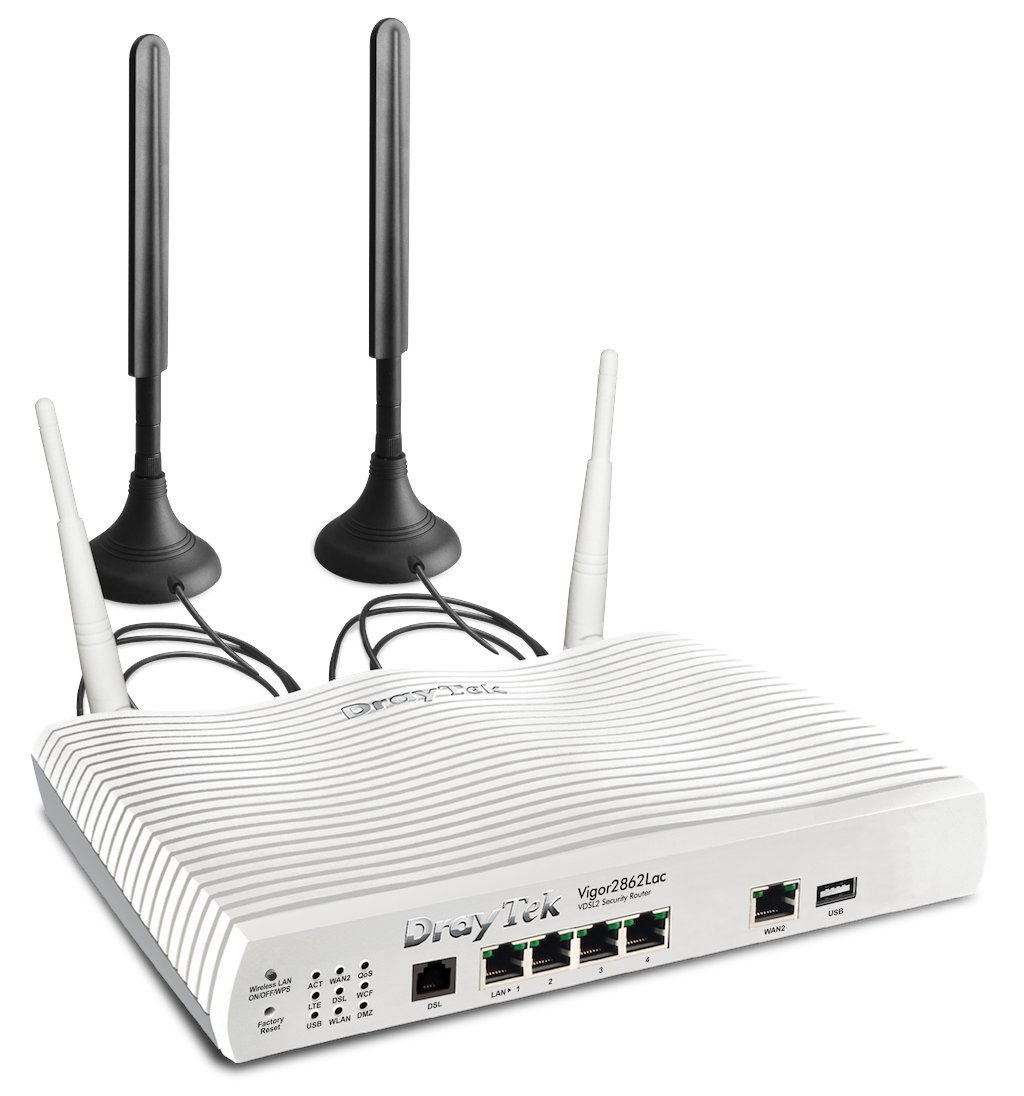 DrayTek Vigor 2862LAC Triple-WAN 802.11ac 5GHz Wireless Router for ADSL, VDSL and Ethernet-based Broadband with built in 3G/4G LTE Mobile connectivity