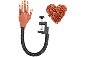 YOKILLY Practice Hand for Acrylic Nails, Fake Hand for Nail Practice, Flexible Nail Training Hand Kits, Adjustable Maniquin Hand with 100pcs Nail Refilled Tips for Nail Manicure Supplies