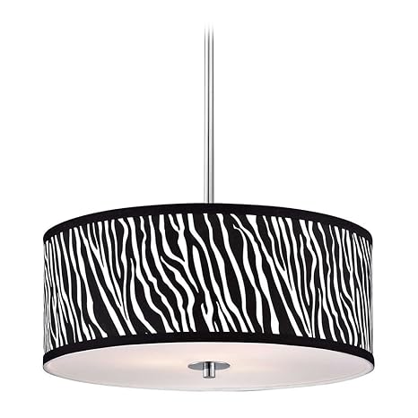 Zebra Drum Pendant Light In Chrome Finish Ceiling Pendant